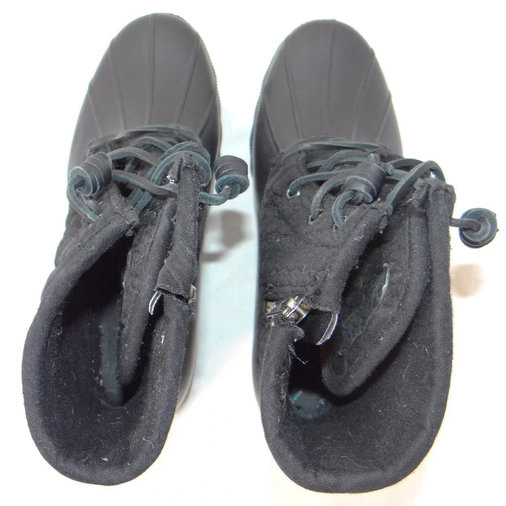 Sperry Saltwater Quilted Cable Knit Duck‎ Boots Black Womens 8.5 M STS97183